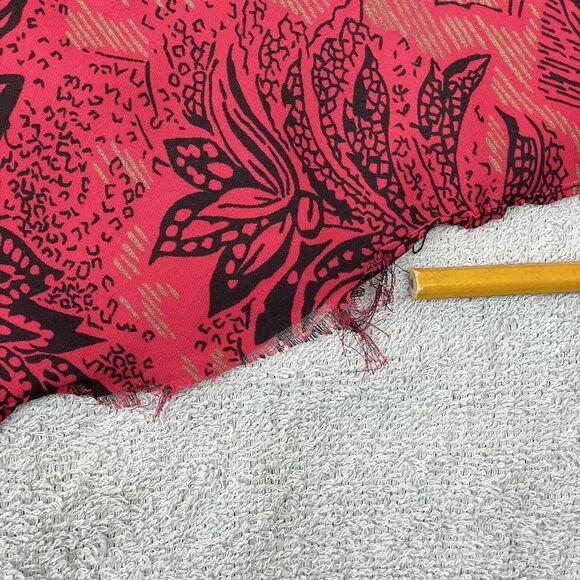 On The Rocks Vintage Dress Women's 11/12 Red Black Gold Floral Print 80s Pockets - Picture 15 of 15